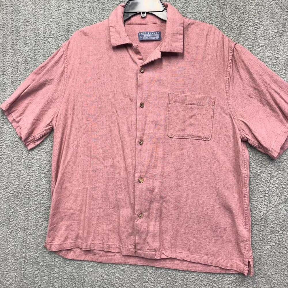 Free Planet Linen Blend Short Sleeve Button Up Shirt